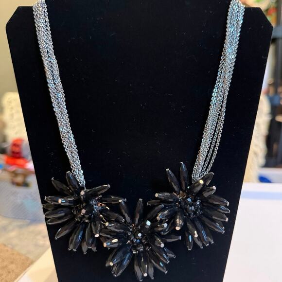 Black Dahlia Flower Multi-Strand Statement Necklace - Picture 1 of 2